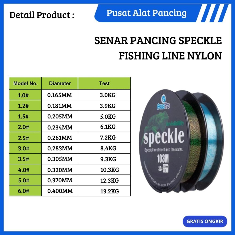 Senar Pancing Ikan Line Fishing Speckle Bunglon Senar Pancing Nilon 103M Senar Titik Tak Terlihat Garis Invisible Line Nylon