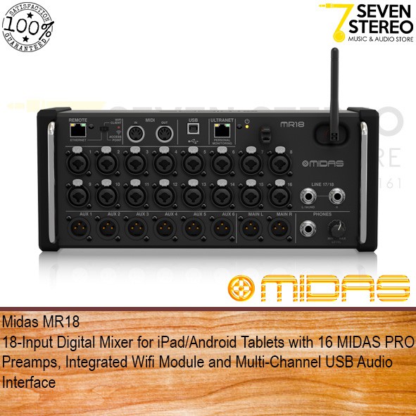 Midas MR18 18 Input Digital Mixer Integrated Wifi Module And Multi-Channel USB Audio Interface