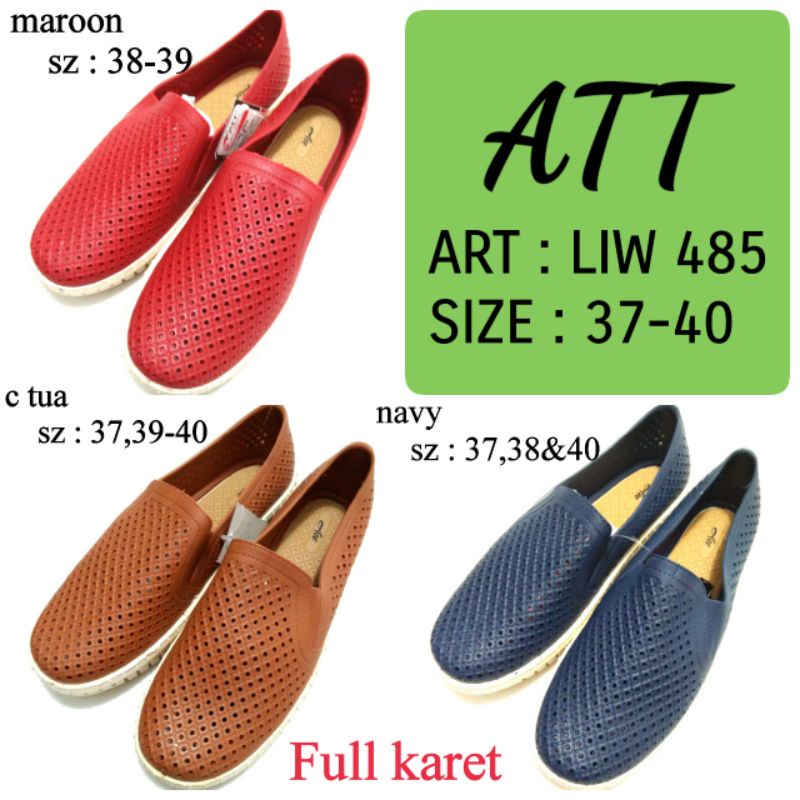 PANTOFEL WANITA ATT LIW 485 FULL KARET MAROON COKLAT TUA DAN NAVY