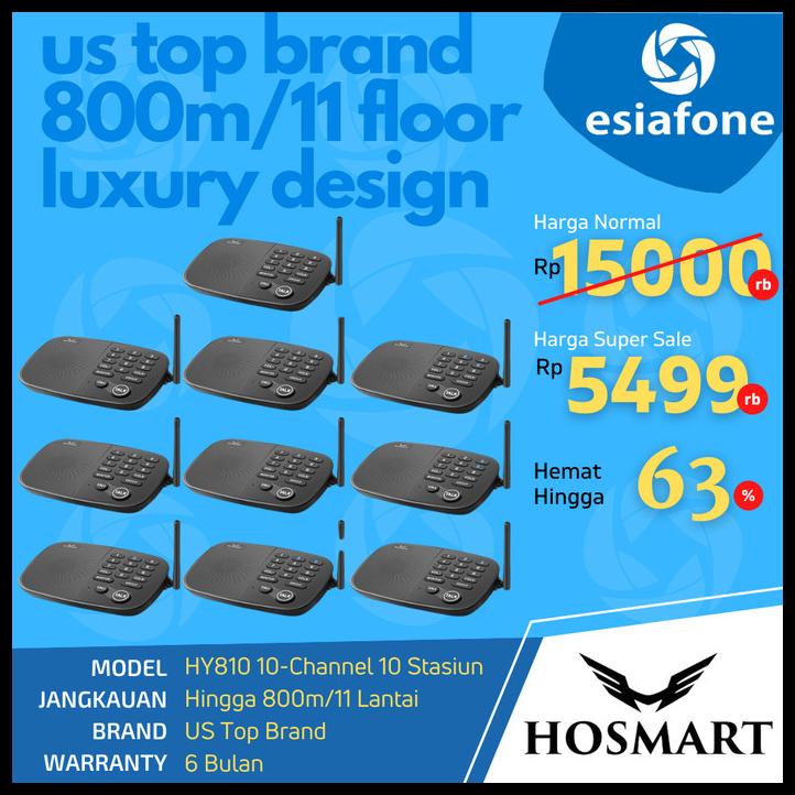 Hosmart Wireless Intercom Fm 10Ch Interkom Interphone Hy810 10 Stasiun
