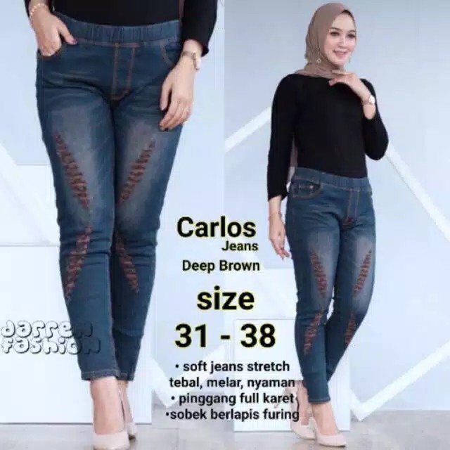 SIZE 31-38 CARLOS JEANS WANITA SKINNY VARIASI SOBEK TIDAK TEMBUS