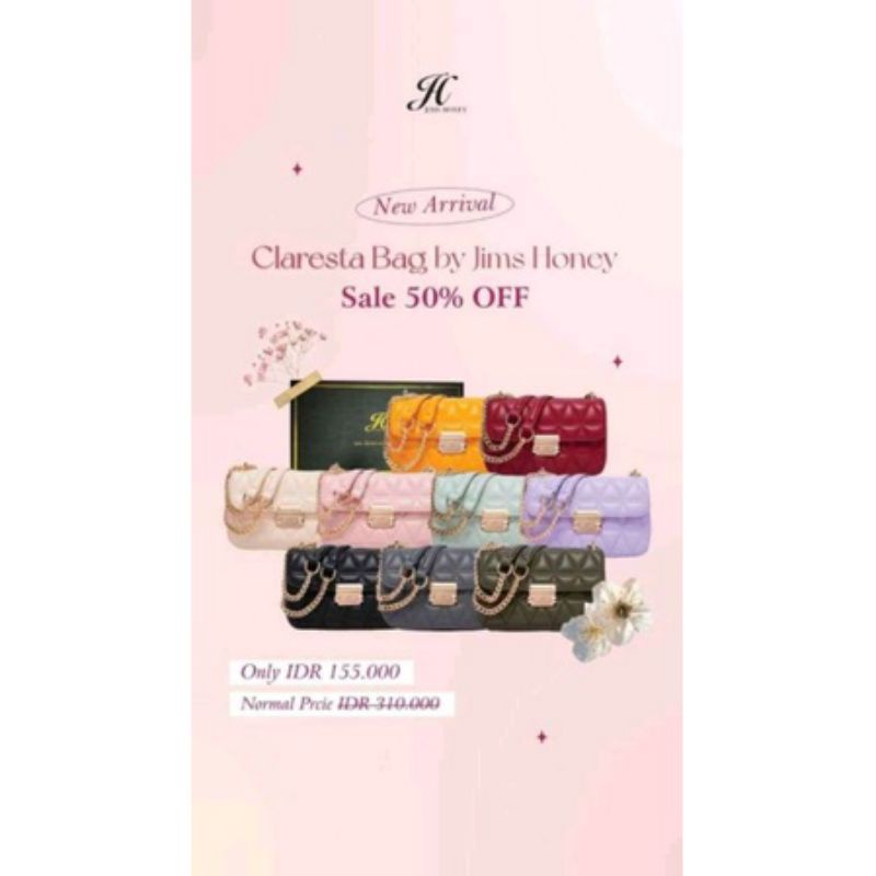 Claresta Bag From Jims Honey Original FREE Exclusive Box - Claresta Bag Jimshoney- Tas Wanita Clares