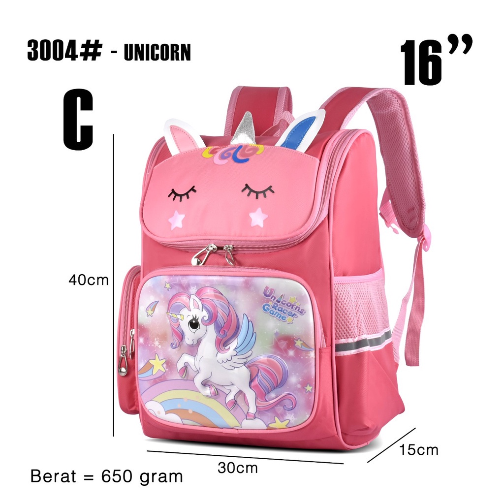 (RF) Tas Cartoon Unicorn 3004 16 Inch Tas Ransel Anak Perempuan SD Tas Sekolah Timbul Tas Ransel Cewek