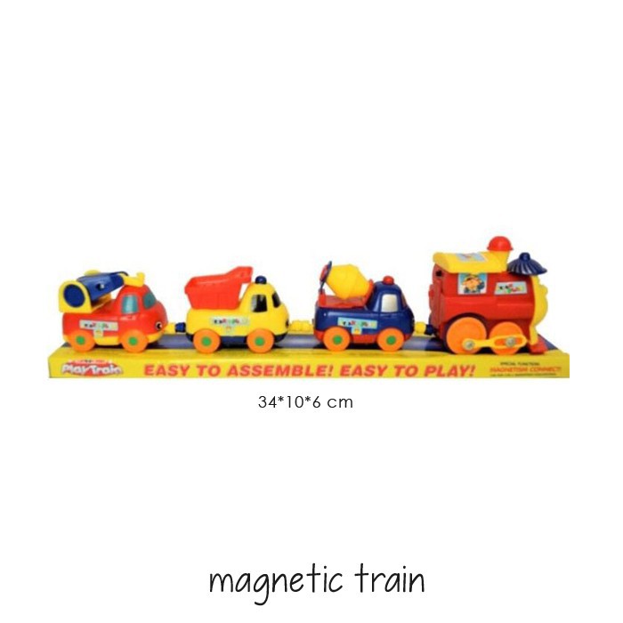 Mainan Kereta Api Mobil Konstruksi Magnet Play Train - 18008E