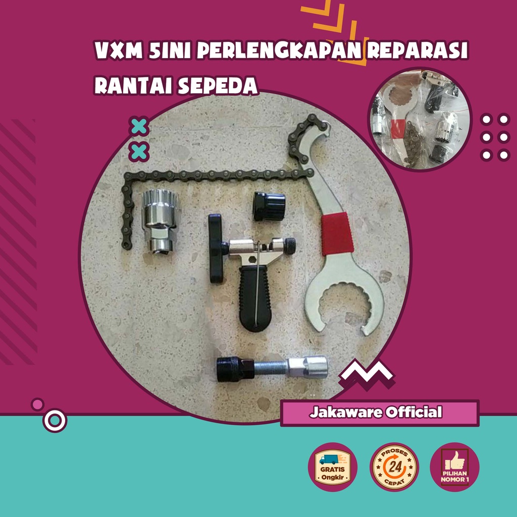 5IN1 PERLENGKAPAN REPARASI RANTAI SEPEDA BICYCLE CHAIN SOCKET TOOL  ALAT RANTE SEPEDAH KUNCI SATU SE
