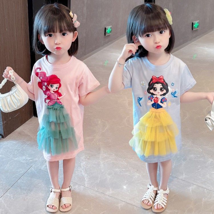 CHUBBI 7 Kaos Anak Perempuan Tutu Rok Diseney 3D Panjang