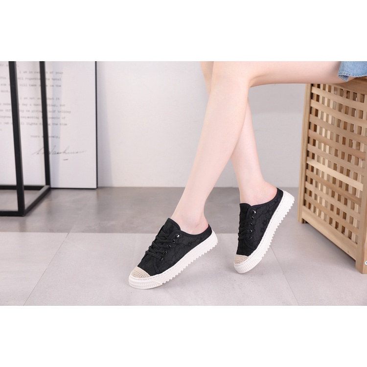 COD POS Y625 Sepatu Sneakers Selop Wanita Import Kanvas-3