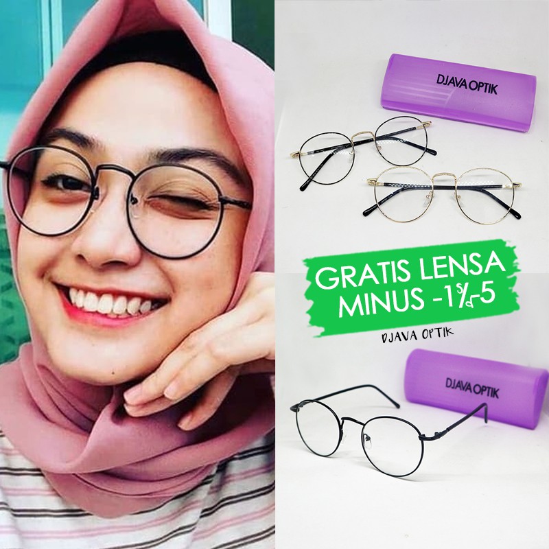 Paket lensa minus antiradiasi - frame kacamata pria wanita vintage ursula