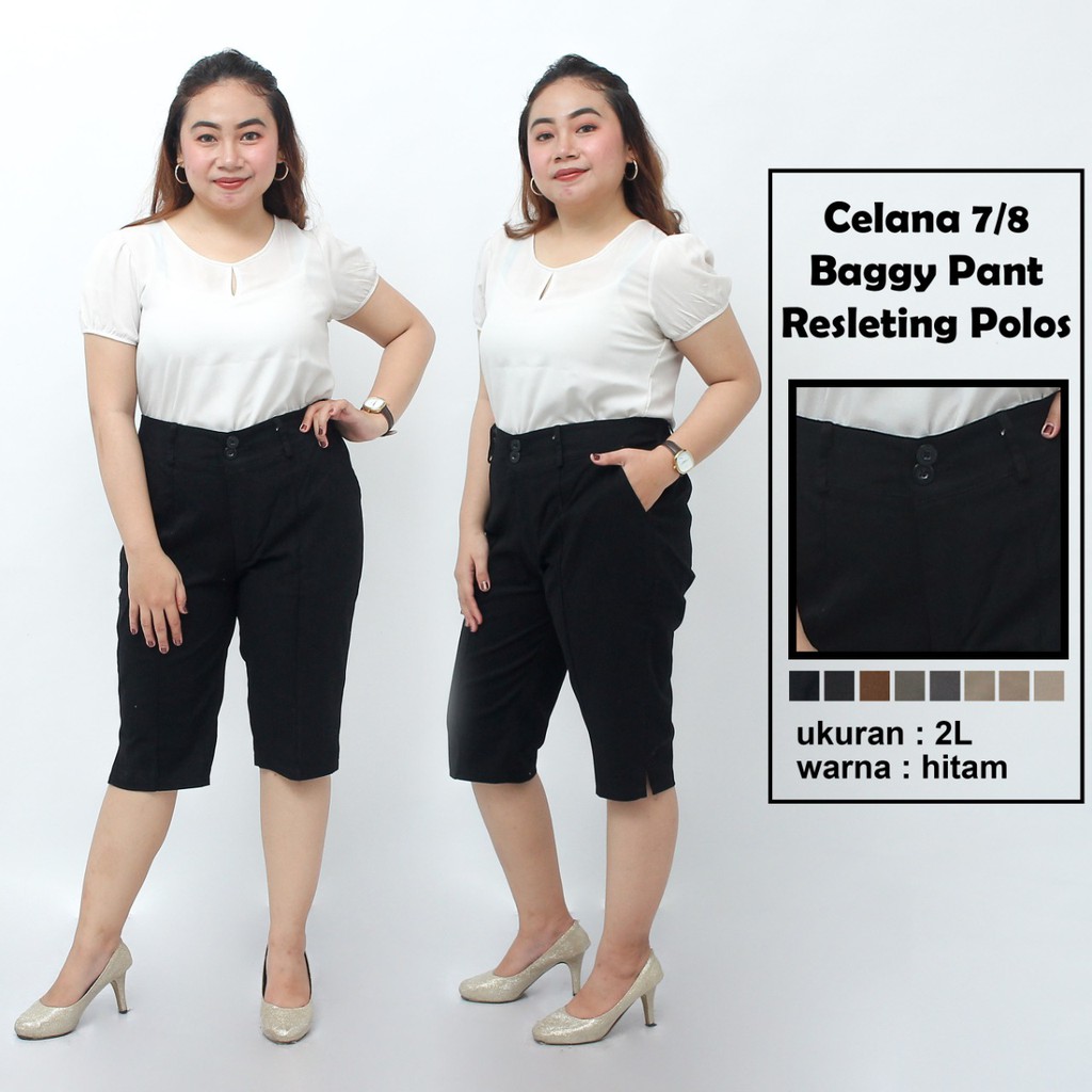 Celana 7/8 jumbo resleting polos/ baggy pant jumbo / celana pendek big size melar celana big kasual