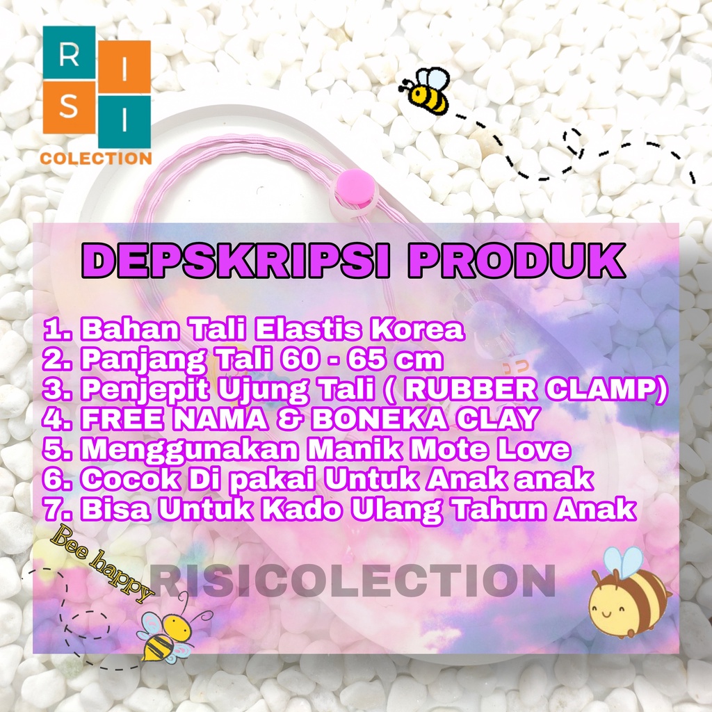 Tali Kalung Konektor Strap Masker 2in1 Anak FREE NAMA