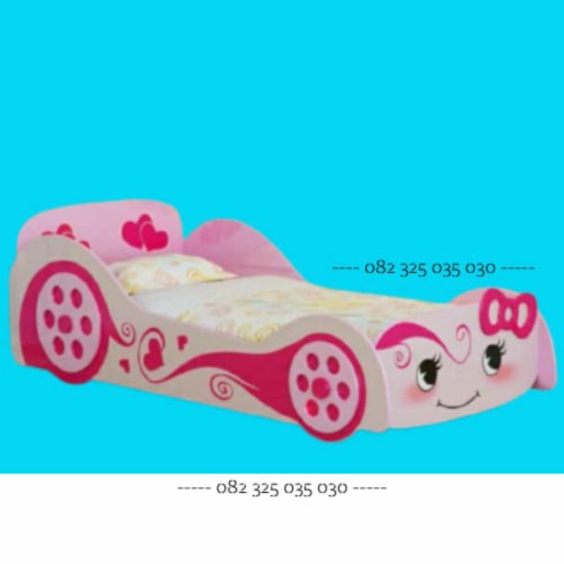 Ranjang kasur anak cewek karakter perempuan pink unik model mobil lucu murah