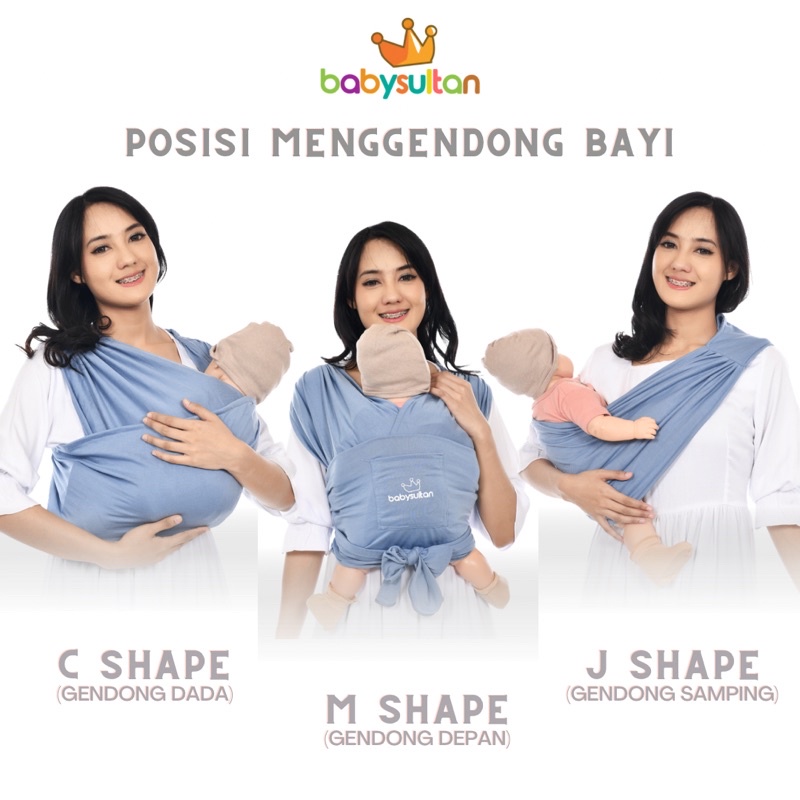 Gendongan Bayi Depan M Shape 3in1 Fast Baby Wrap Premium dengan Sash Belt babysultan