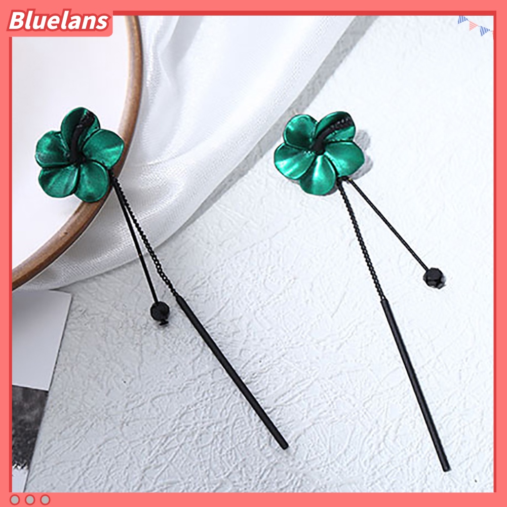 Bluelans Korean Style Long Flower Tassel Earrings Women Party Banquet Cocktail Jewelry