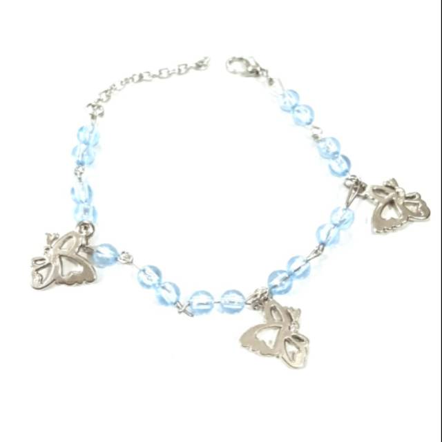 Gelang stainless butterfly blue