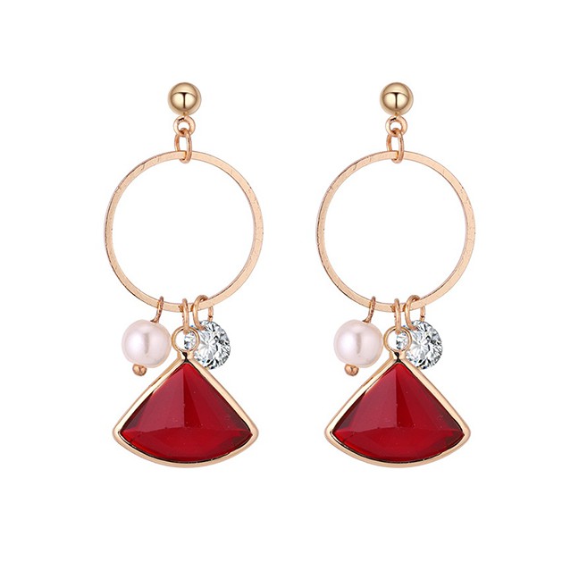 LRC Anting Tusuk Fashion Geometric Shape Decorated Earrings