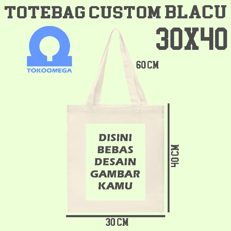 tokoomega Totebag Custom Blacu Cream Premium 30x40