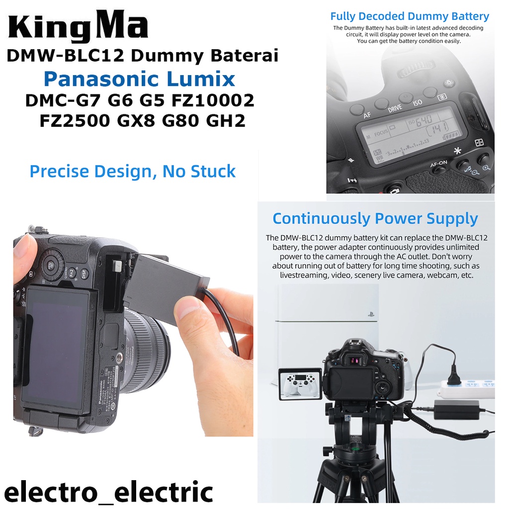 KingMa DMW-BLC12 Dummy Baterai dengan Adaptor untuk Panasonic Lumix