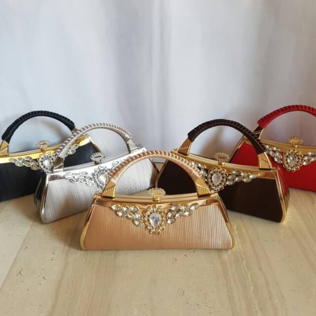 FARNELL - Tas Pesta Farnell 2492 / 2498 Clutch Kondangan Permata Motif Teardrop