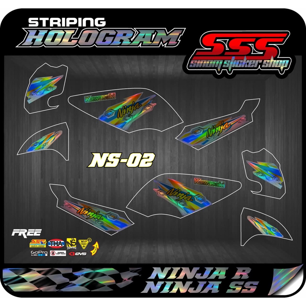 Ninja R Striping Transparan Hologram Kawasaki Ninja R/SS Kode NS-02