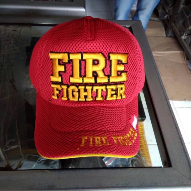 Topi FIRE FIGHTER jaring DOUBLE MASK / topi jala DAMKAR(PEMADAM KEBAKARAN)/FULL BORDIR