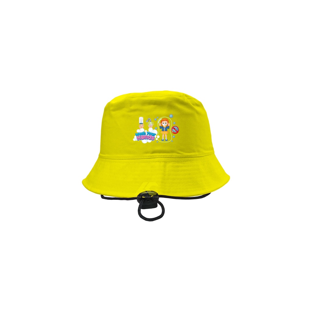 Topi bucket anak sablon gambar Cuci Tangan/bucket cuci tangan 2-8 tahun