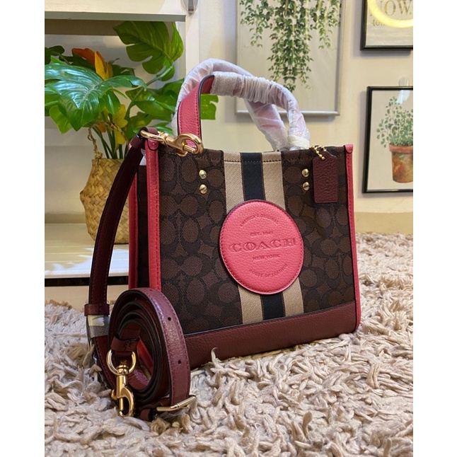 Coach C7083 Dempsey Tote 22 Jacqueline Signature Brown Strawberry Haze
