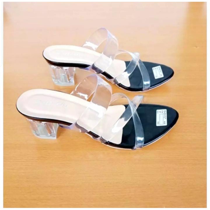 SF 17 STORE - SANDAL HAK HEEL KACA JELLY 5 CM