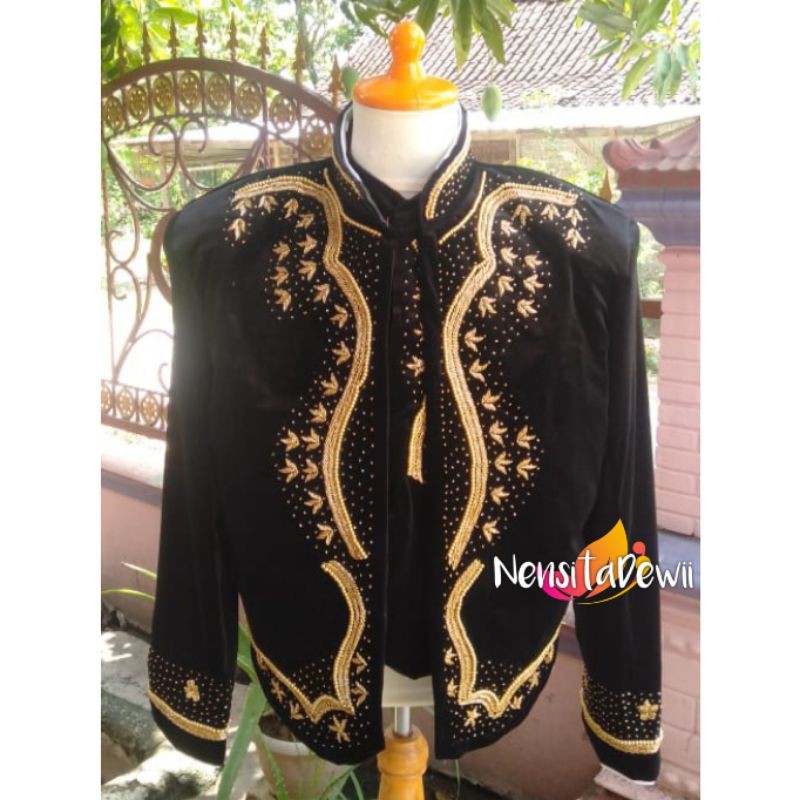 Beskap Bludru Pengantin Premium / Motif Payet Variasi Mutiara