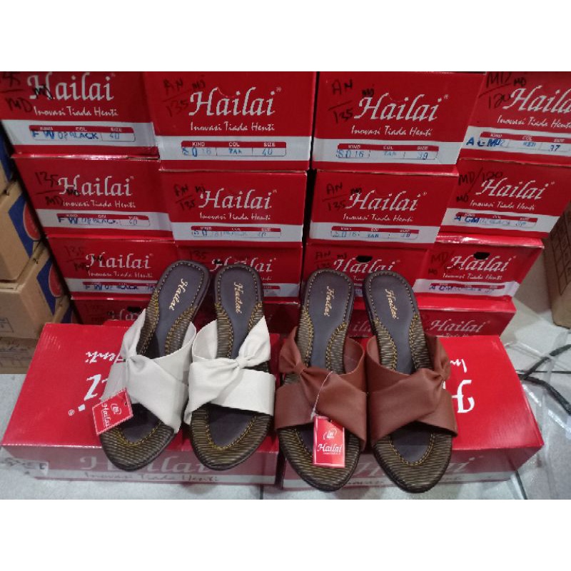 sendal Hailai original tumit 7cm cewek nyaman dan elegan