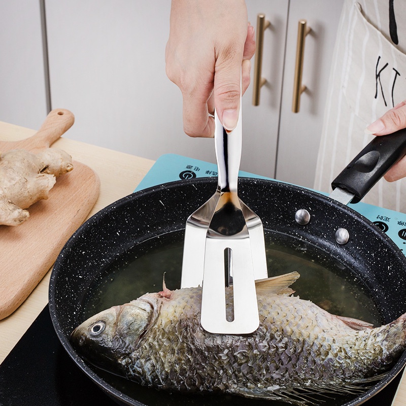 Pencapit Stainless Steel BBQ Capitan Gorengan Capitan Daging Steak dan Ikan Penjepit Serbaguna