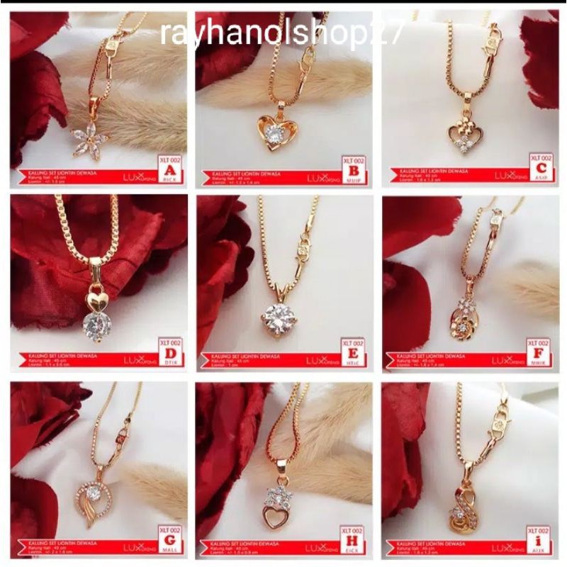 Set Kalung rantai italy liontin permata pilihan P 45cm-60cm Lapis Emas gold