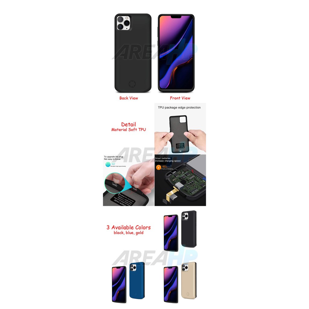 Powerbank Powercase Power Bank Case Casing Cover Smart Battery JLW 6000mAh For iPhone 11 Pro Max