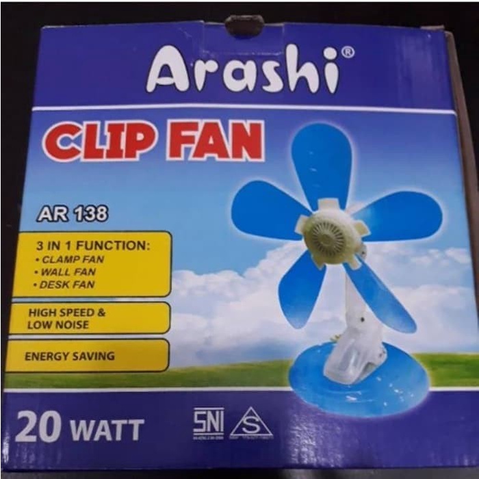 Arashi Kipas Jepit Clipfan 20 Watt AR 138 3 in 1 SNI Super Murah