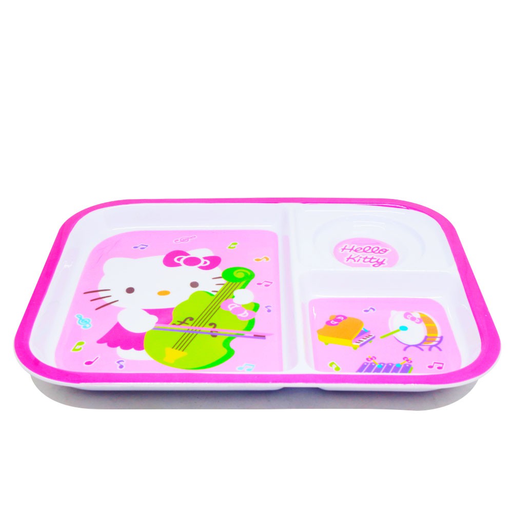 Vanda Hello Kitty Piring Makan Kotak 3 Sekat 10,5&quot; Melamin - Pink