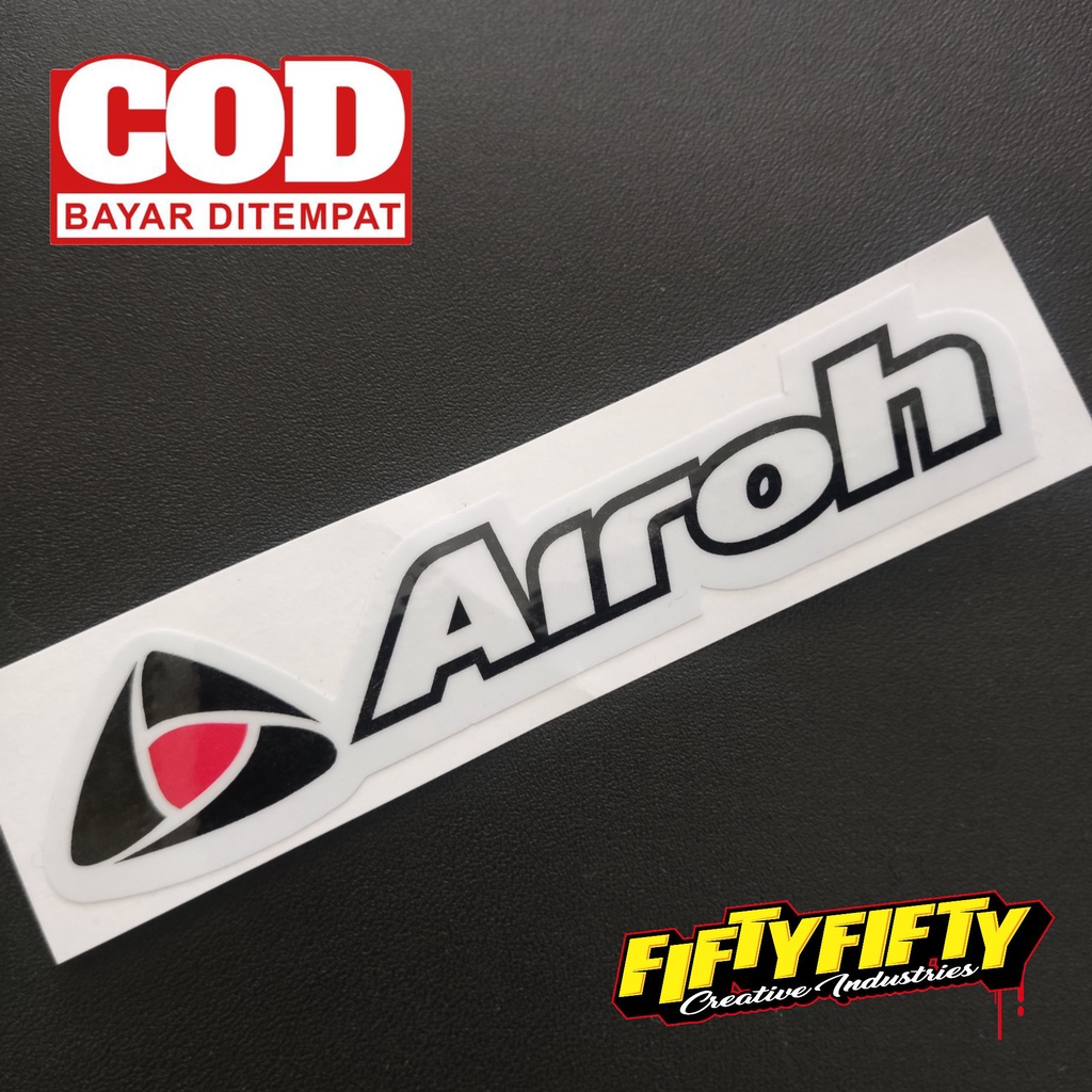 Stiker Print Cut AIROH Stiker Printing Laminasi Glossy Stiker Motor Mobil Helm Sudah Membentuk Pola Desain