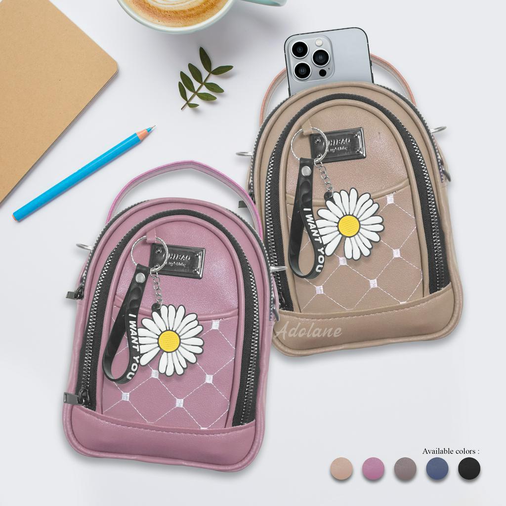 ADOLANE 202 TAS RANSEL 3 IN 1  BORDIR / TAS SLEMPANG WANITA / BACKPACK WANITA / BACKPACK FREE GANTUNGAN