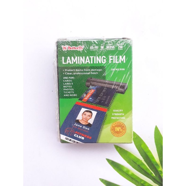 

Butterfly Laminating Film 68mm x 98mm 50 Sheets Gloss Transparent 250