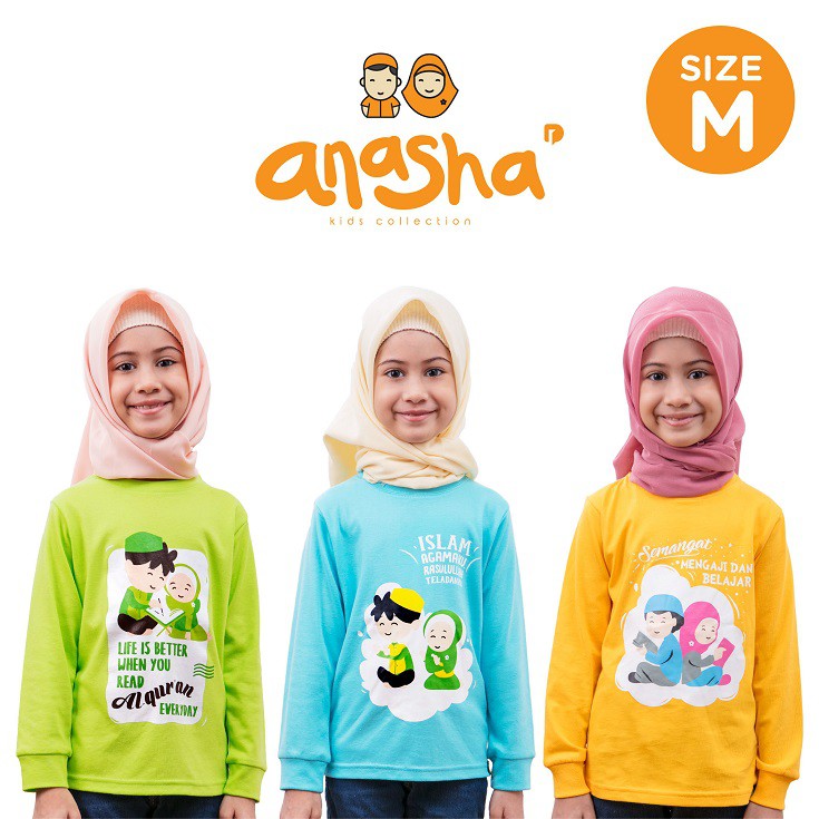 Kaos/ Kaos anak/ kaos panjang/ Kaos anak perempuan/ Anasha Kaos Anak Panjang