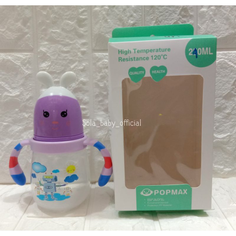 Popmax Botol Dot Bayi Dengan 2 Pegangan/Botol Dot Bayi Karakter Lucu 240ml