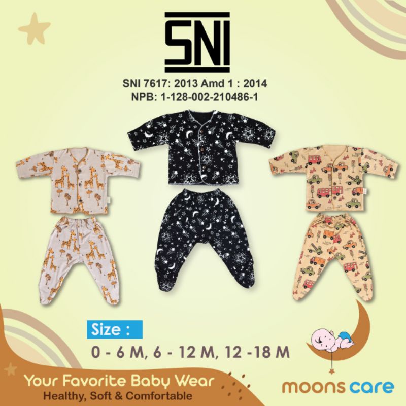 SNI Newborn MOONS STLAN PANJANG TUTUP KAKI PREMIUM STELAN BAJU BARU LAHIR  BAJU BAYI BAJU KUTU