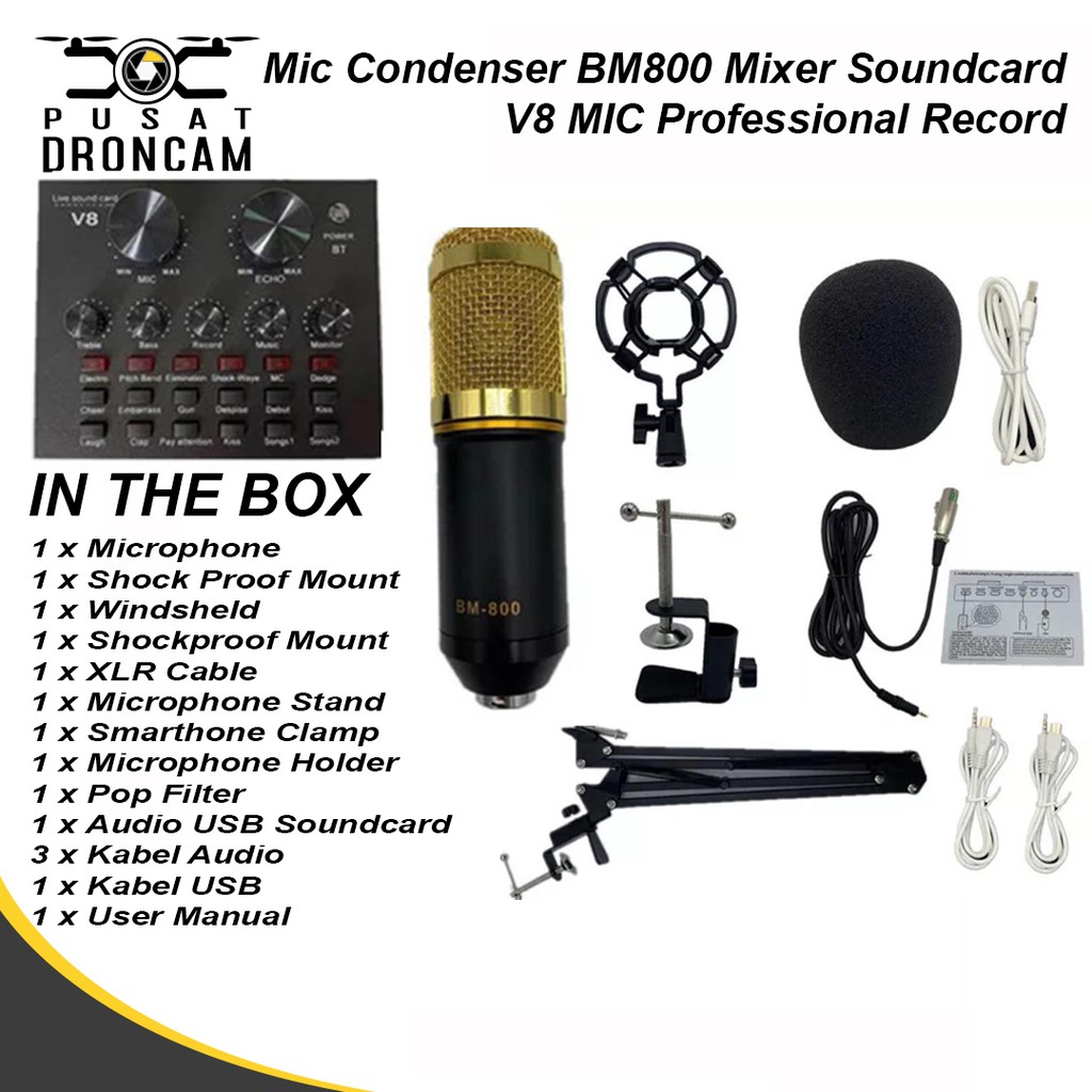 icrophone Condenser BM800 Mixer Soundcard V8 MIC Professional