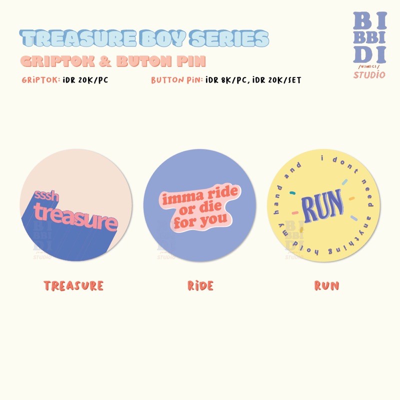 TREASURE BOY Series Griptok Button Pin | kpop treasure pop socket