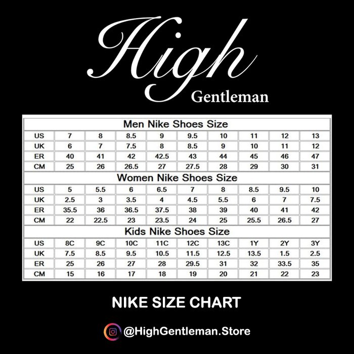 nike air max dia size chart