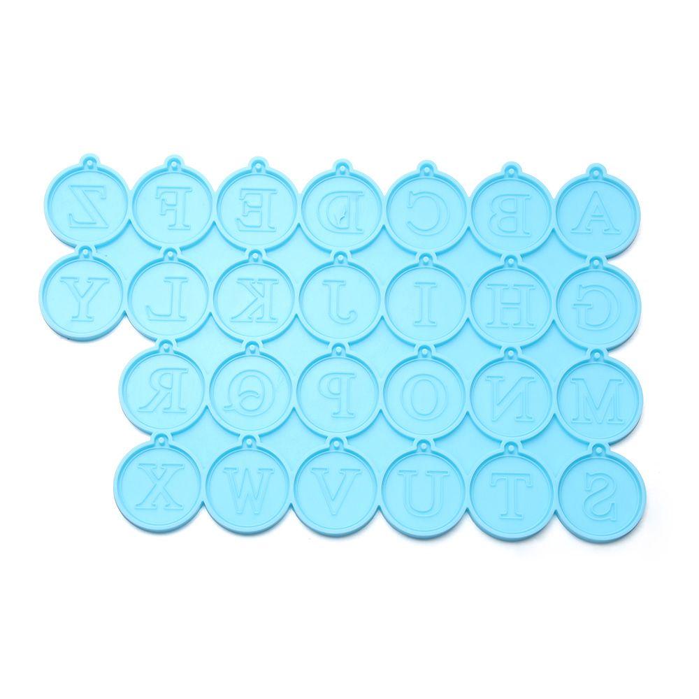 TOP Anting Resin Cetakan Resin Kerajinan Tangan UV Epoxy Alfabet Inggris Alat Membuat Perhiasan A-Z Resin Silicone Mold