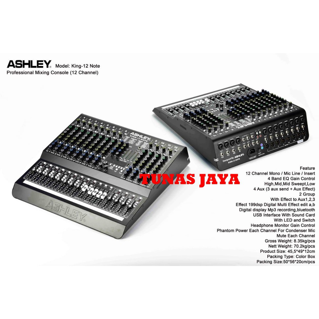 MIXER ASHLEY KING12 NOTE/KING 12 NOTE USB-BLUETOOTH-RECORDING TO PC NEW