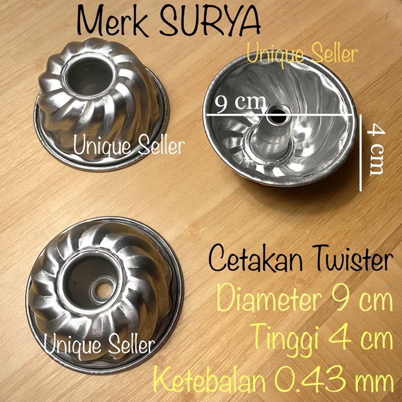 Cetakan Twister Aluminium SURYA / Cetakan Kue Twister / Cetakan Puding Agar Jelly Twister / Cetakan Bolu Twister Aluminium Press Tanpa Sambungan