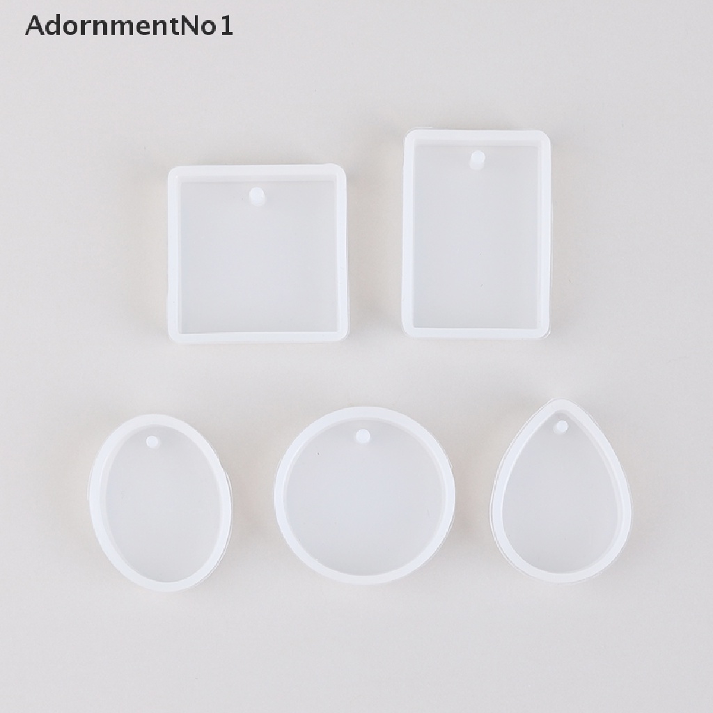 (AdornmentNo1) 5pcs / Set Cetakan Silikon Bentuk Bulat / Persegi Panjang Untuk Membuat Perhiasan / Gantungan Kunci