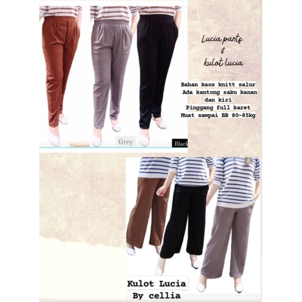 celana slim/celana daily/celana strech Lucia pants/kulot lucia muat sampai BB 80-85kg