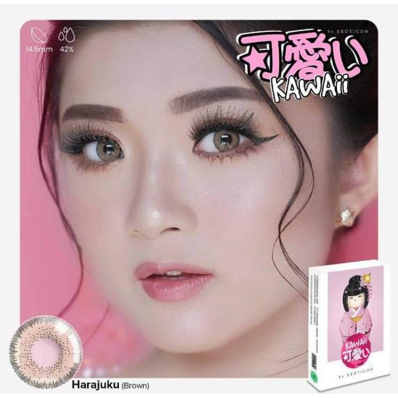 Paket Softlens Kawaii Normal by X2 14,5mm + Air Softlens X2 60ml + Lenscase + Pinset | Paket Softlens Kawaii Lengkap