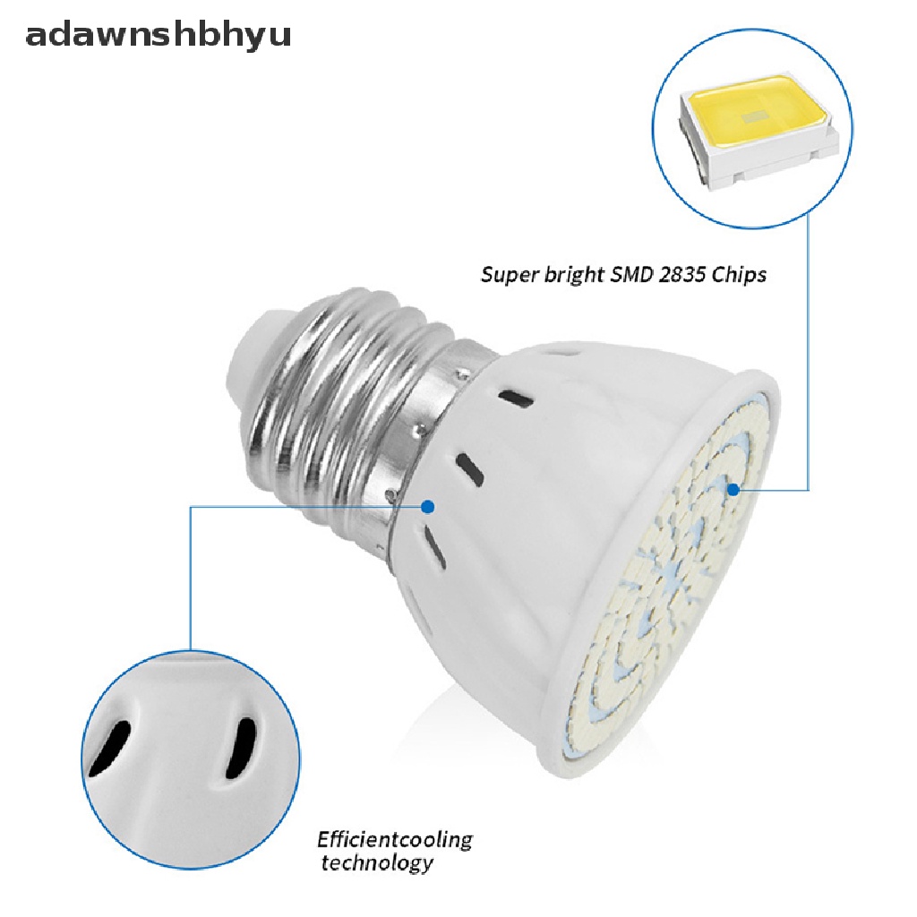 Adawnshbhyu 48/60/80 220V LED Grow Light E27 Lampu Bohlam Untuk Tanaman Hidroponik Spektrum Penuh